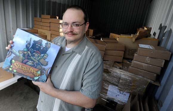 Darren J. Gendron, CEO of Scallywags International, with the Scurvy Dogs board game