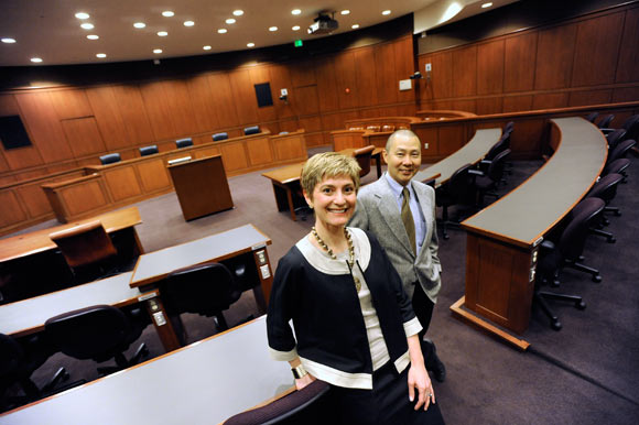 Michelle Harner and Robert Rhee, co-directors of the business law program at the University of Maryland School of Law