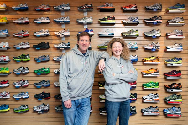 Josh Levinson, owner and Deirdre weadock, store manager at Charm City Run - Arianne Teeple